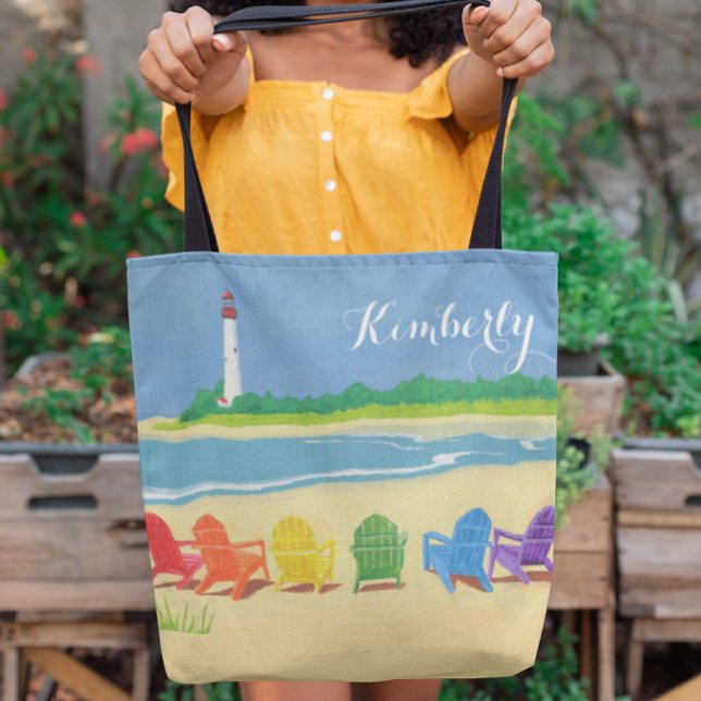 Bolsa Tote Cadeiras de praia de farol personalizadas (Criador carregado)