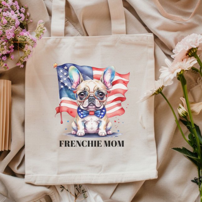 Bolsa Tote Cadela francesa patriótica mãe frenchie (Criador carregado)