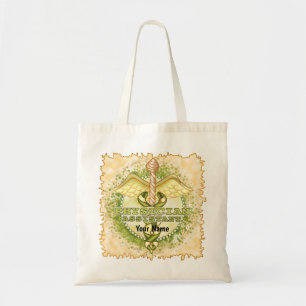 Bolsa Tote Caduceus de Assistente Médico Dourado