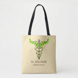 Bolsa Tote Caduco Médico alternativo deixa bege verde
