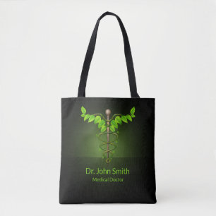 Bolsa Tote Caduco Médico Holístico Alternativo Folha Verde