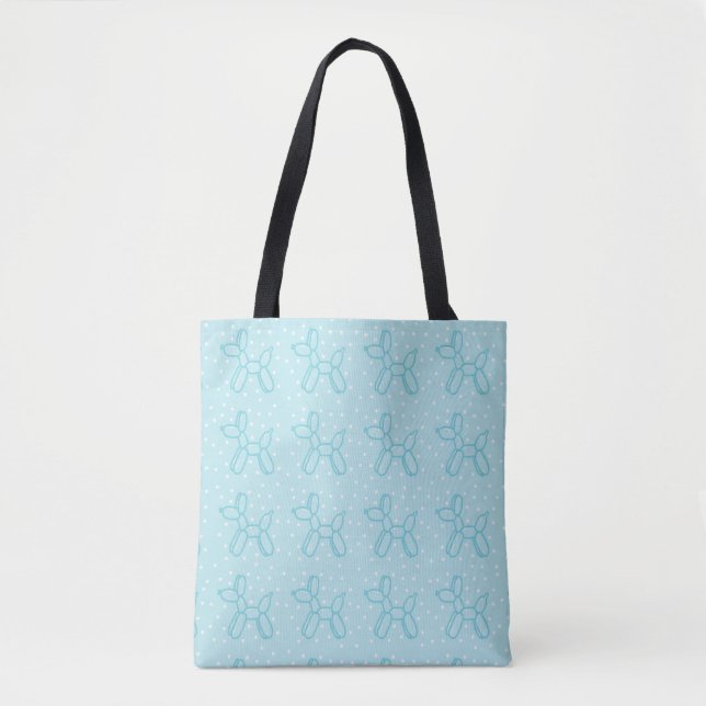 Bolsa Tote Cães Balões em Teal em Pastel Teal (Frente)
