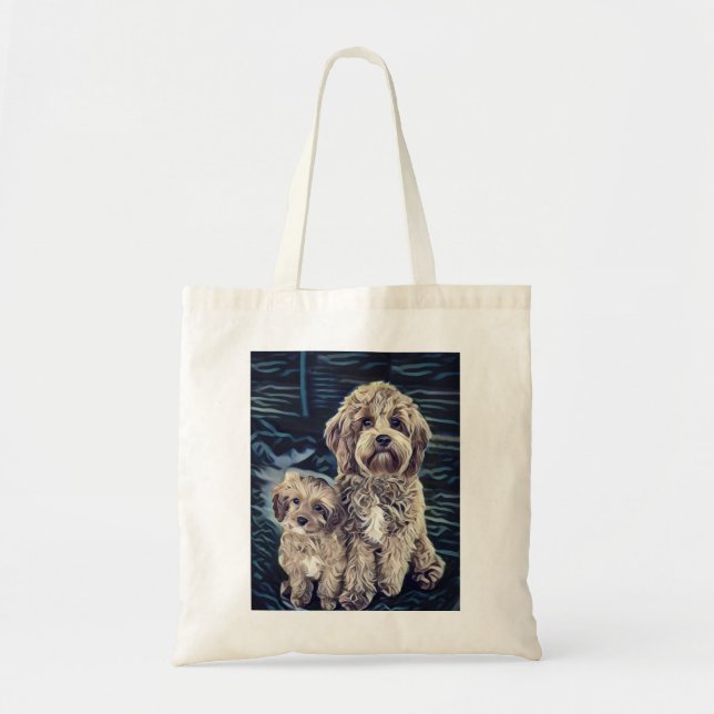 Bolsa Tote Cães Cavapoo Bonito Adorável (Frente)