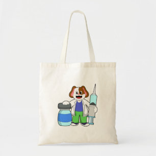 Bolsa Tote Cães como Médico com Seringa