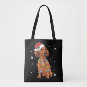 Bolsa Tote Cães Dachshund Árvore Natal Pet Cão 