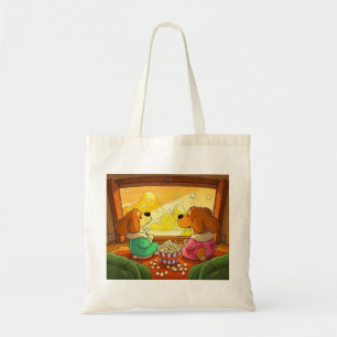Bolsa Tote Cães de desenho animado bonitos pipocas e filmes