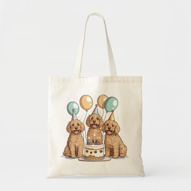 Bolsa Tote Cães de Goldendoodle de Aniversário (Frente)