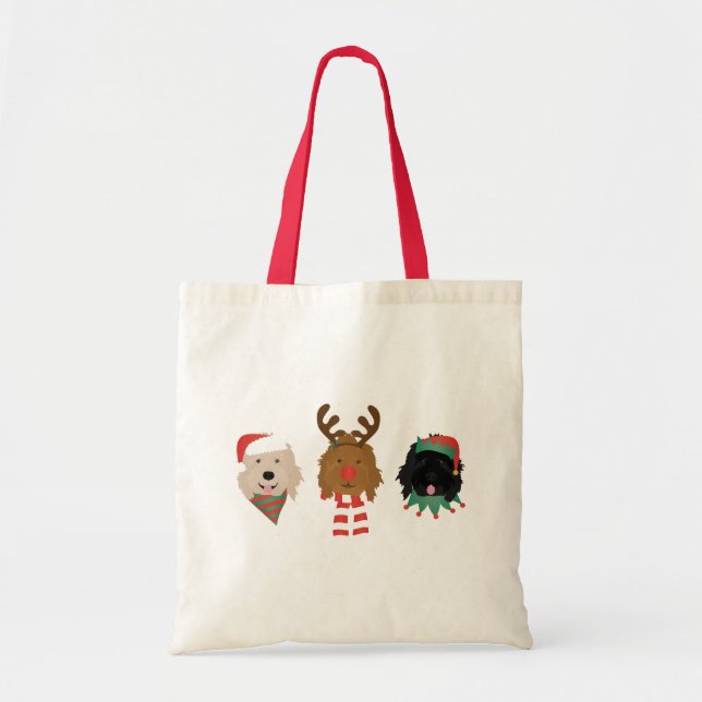 Bolsa Tote Cães de Goldendoodle de Natal (Frente)