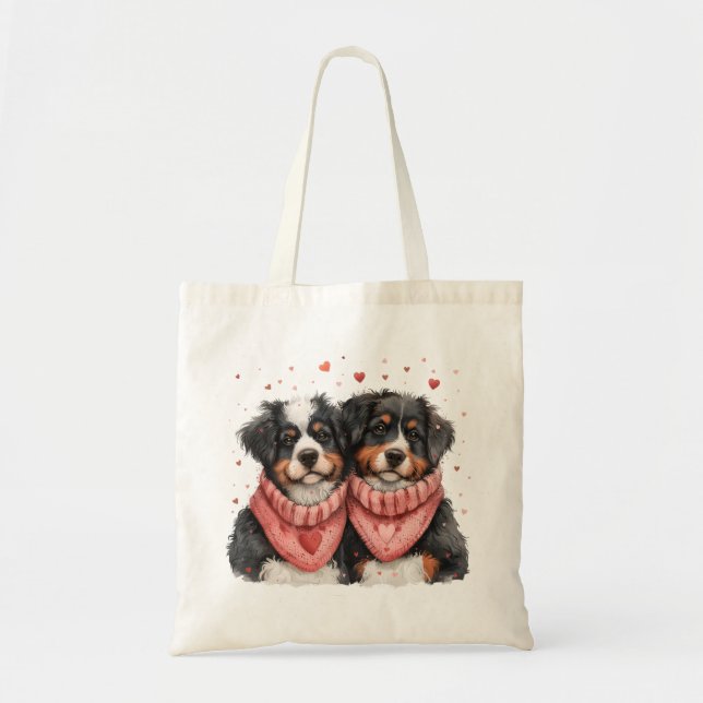 Bolsa Tote Cães de Montanha dia de os namorados Bernese (Frente)