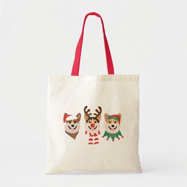 Bolsa Tote Cães de Natal Pembroke Welsh Corgi (Frente)