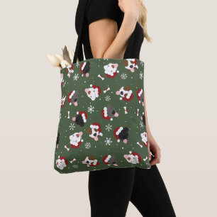 Bolsa Tote Cães de Papai Noel no Verde