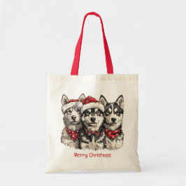 Bolsa Tote Cães de Rouco Feliz de Natal