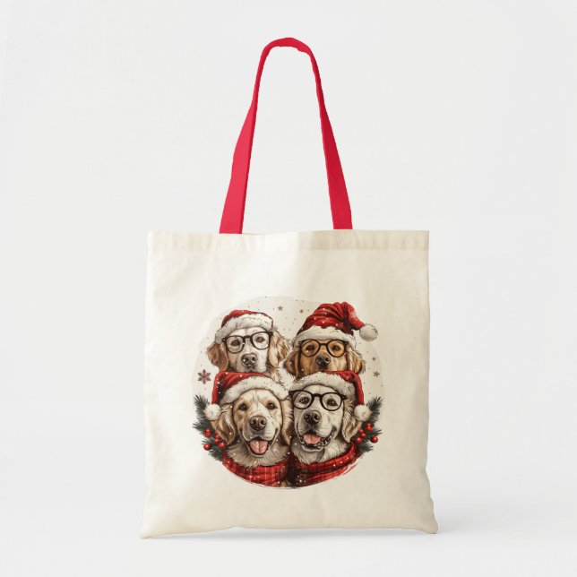 Bolsa Tote Cães de varejo de Ouro de Natal (Frente)