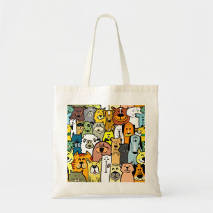 Bolsa Tote Cães e gatos ilustrados e bonitos