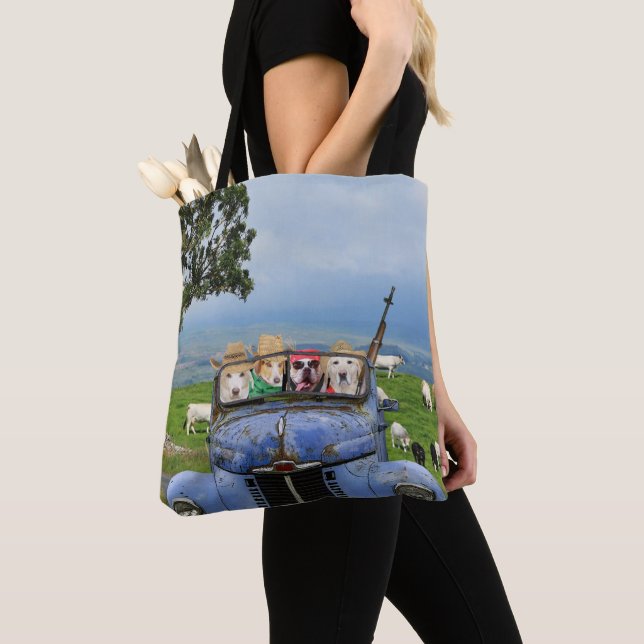 Bolsa Tote Cães engraçados no recolhimento velho (Close Up)