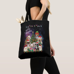 Bolsa Tote Cães Feliz Natal Luz