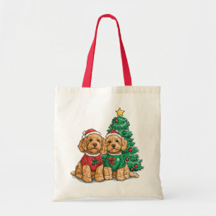 Bolsa Tote Cães Goldendoodle de Natal