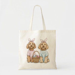 Bolsa Tote Cães Goldendoodle de Páscoa