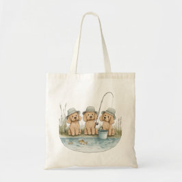 Bolsa Tote Cães Goldendoodle Pescando
