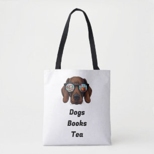 Bolsa Tote Cães Livros Chá