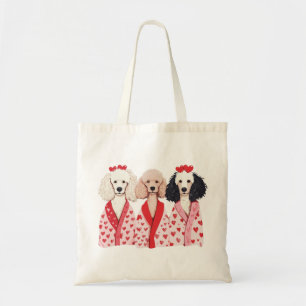 Bolsa Tote Cães Poodle Padrão do Dia dos Namorados