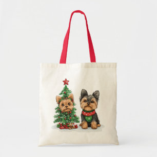 Bolsa Tote Cães Yorkie de Natal