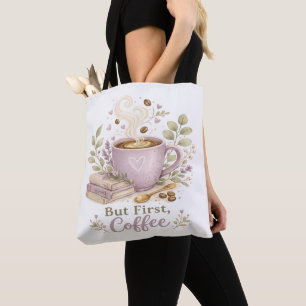 Bolsa Tote Café Aquarela Lavanda Aconchegante