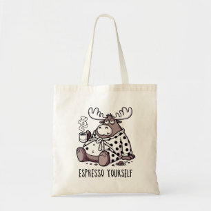 Bolsa Tote Café Bebendo de alce em uma túnica de Bolinhas