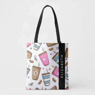 Bolsa Tote Café, Café Feijão, Corações, Seu Nome
