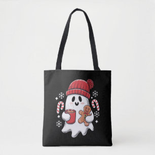 Bolsa Tote Café com Gelo Fantasma Fofo de Natal Retrô Café de