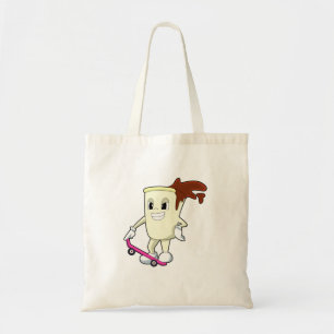 Bolsa Tote Café como skater com skate