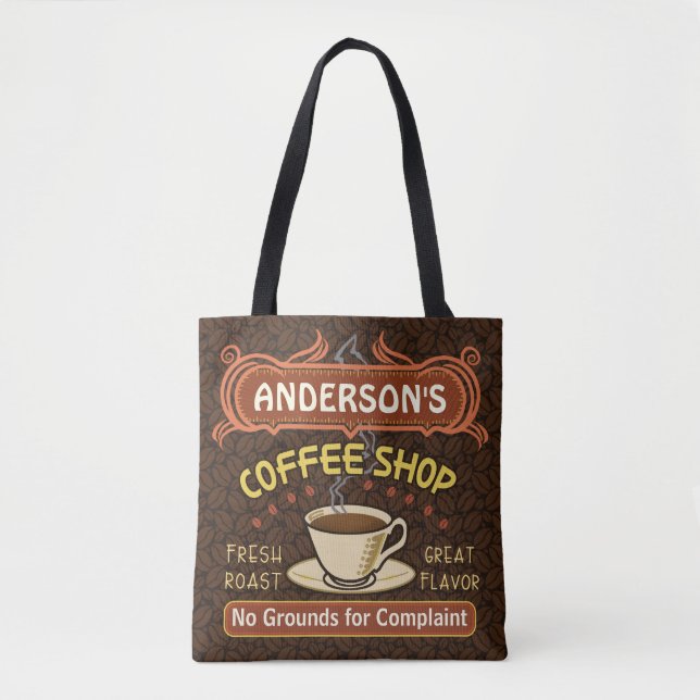 Bolsa Tote Café Compro Café Café Café Feijão de Café | Nome p (Frente)