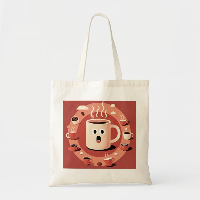 Bolsa Tote Café da Cartoon Cachorro Engraçado (Frente)