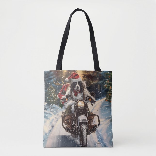Bolsa Tote Café da Mancha Inglês Andando motocicleta Natal (Frente)