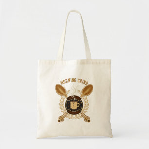Bolsa Tote Café da Manhã Emblema Vintage Retro Amante de Ca