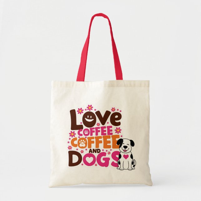 Bolsa Tote Café de amor e cães (Frente)