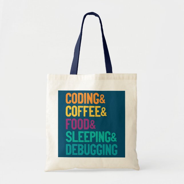 Bolsa Tote Café de Codificação Comida Dormindo Depurando Prog (Frente)