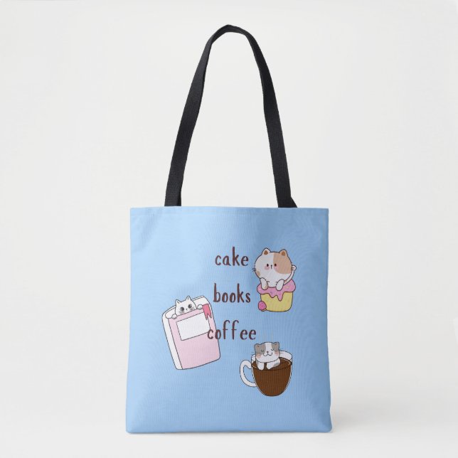 Bolsa Tote Café De Livros De Bolo (Frente)