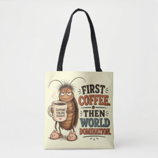 Bolsa Tote Café Divertido Amante | Inseto Desenho Animado Fof