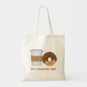 Bolsa Tote Café e Donut Fofo, Você me completa