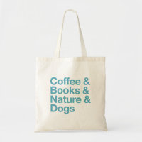 Café e Livros e Natureza e Cachorros Saco (Azul)