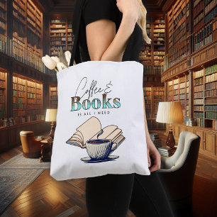 Bolsa Tote Café e Livros é Tudo o que Preciso