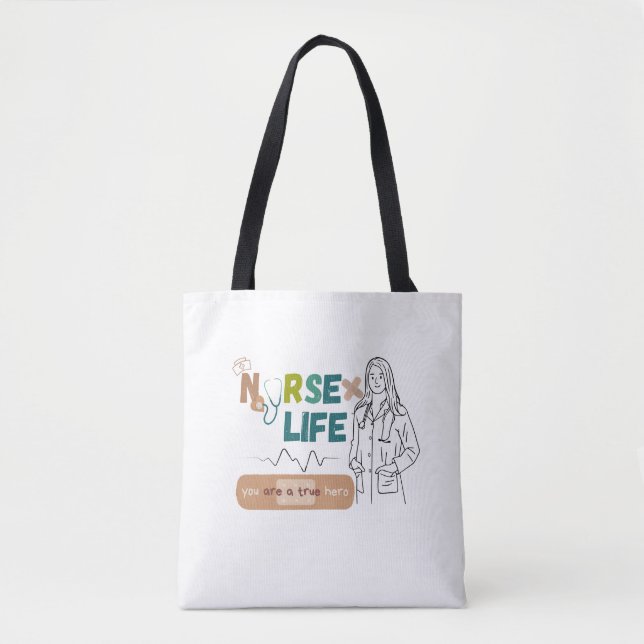 Bolsa Tote "Café, esfregões e salvamento de vidas - Enfermeir (Frente)