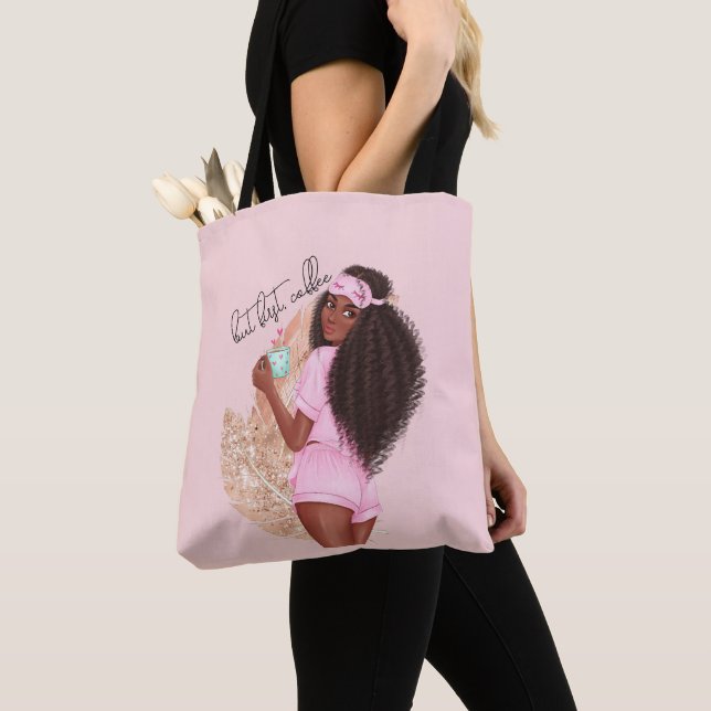 Bolsa Tote Café Faux Brilho Cabelo Rosa Rosa (Close Up)