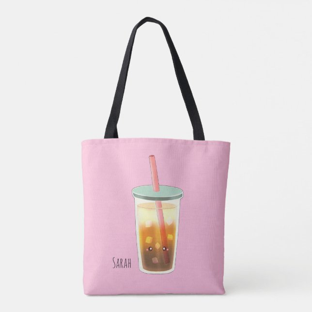 Bolsa Tote Café Físico De Caramelo Com Espuma De Creme (Verso)