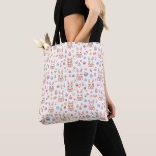 Bolsa Tote Café Kawaii Bunny Páscoa Adoráveis Chibi Coelhinho