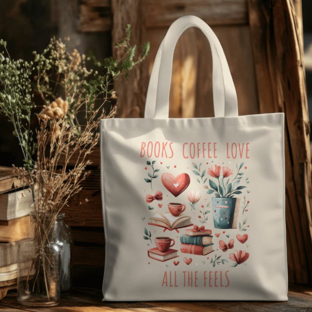 Bolsa Tote Café, Livros e Amor (Criador carregado)