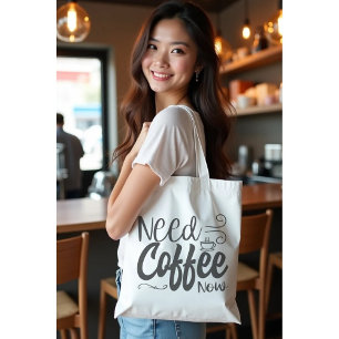 Bolsa Tote Café preto e branco precisa agora
