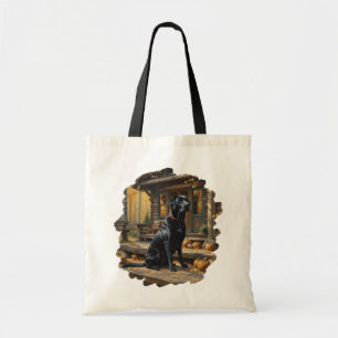 Bolsa Tote Café preto Labrador Retriever Log Cabine