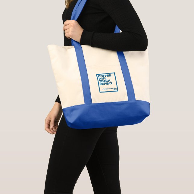 Bolsa Tote Café. Wifi. Ensinar. Repetir.  (Frente (produto))